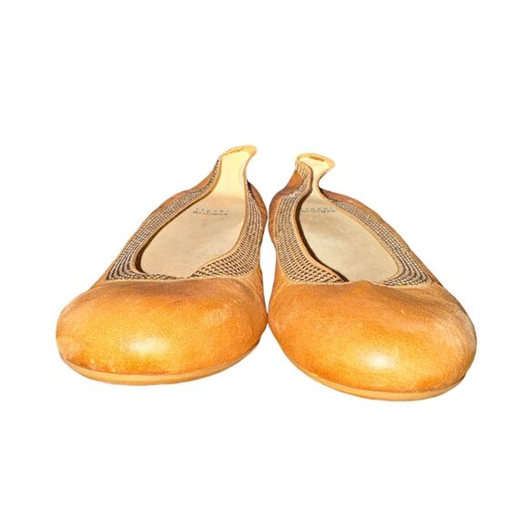Stuart Weitzman Lastikon Ballet Flats Women's Size 9.5 M Tan Leather Studded - Picture 3 of 9
